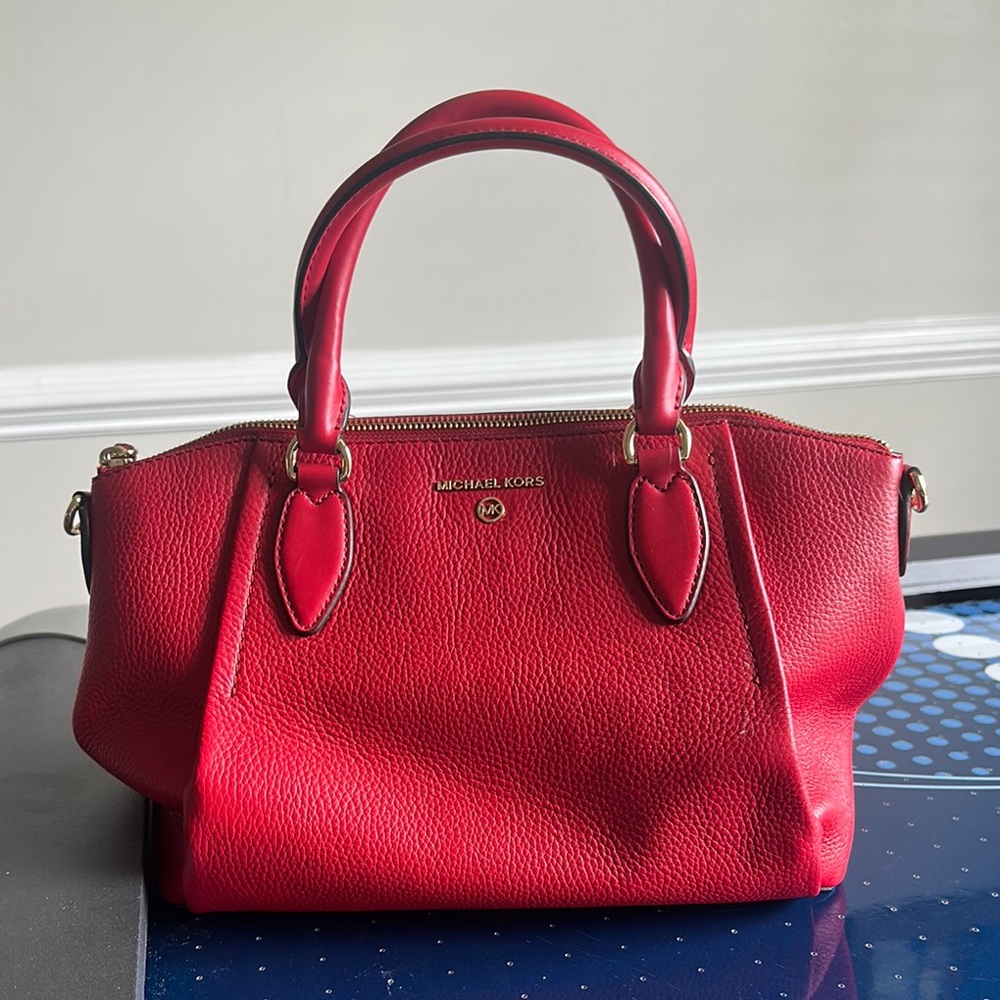 Michael Kors Red Satchel Leather Bag